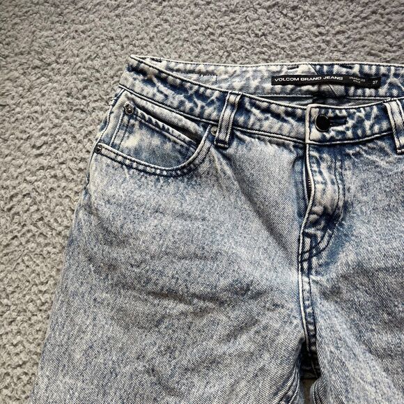 Volcom Jeans Womens Size 27 Blue Acid Wash Straight Leg Ankle Zip - Picture 8 of 12